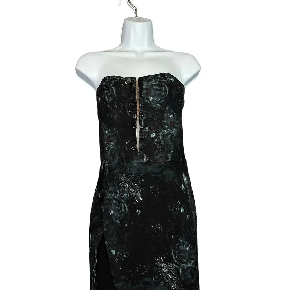 Haute Hippie Black Cocktail Jumpsuit Size 8 Silk Chiffon Bustier Designer Y2K - Picture 5 of 8
